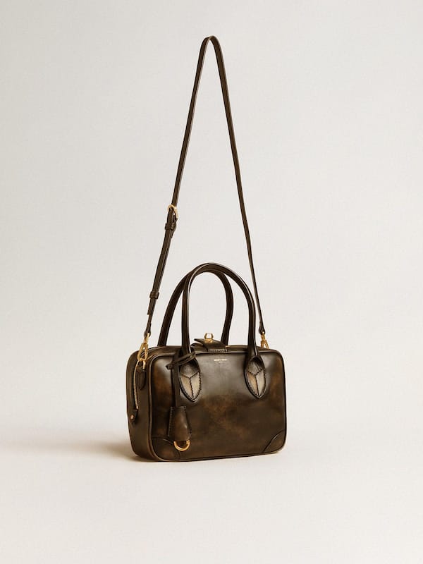 Golden Goose - Vita Bag in black distressed leather with gold details in 