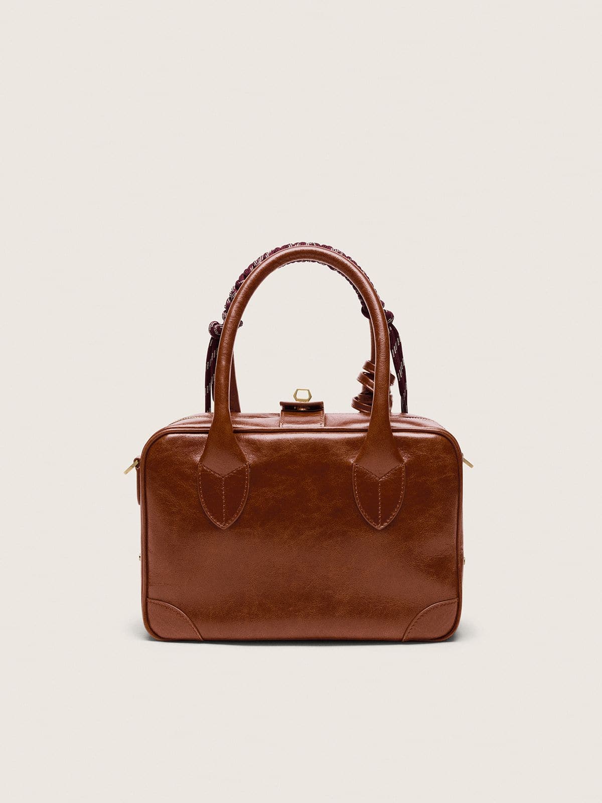 Golden Goose - Sac Vita en cuir marron clair avec charms et anse tress&eacute;e in 