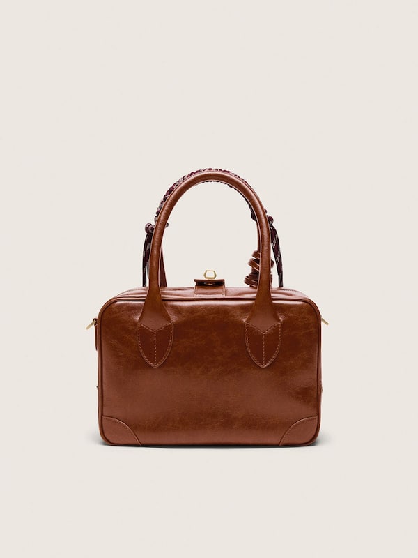 Golden Goose - Sac Vita en cuir marron clair avec charms et anse tress&eacute;e in 