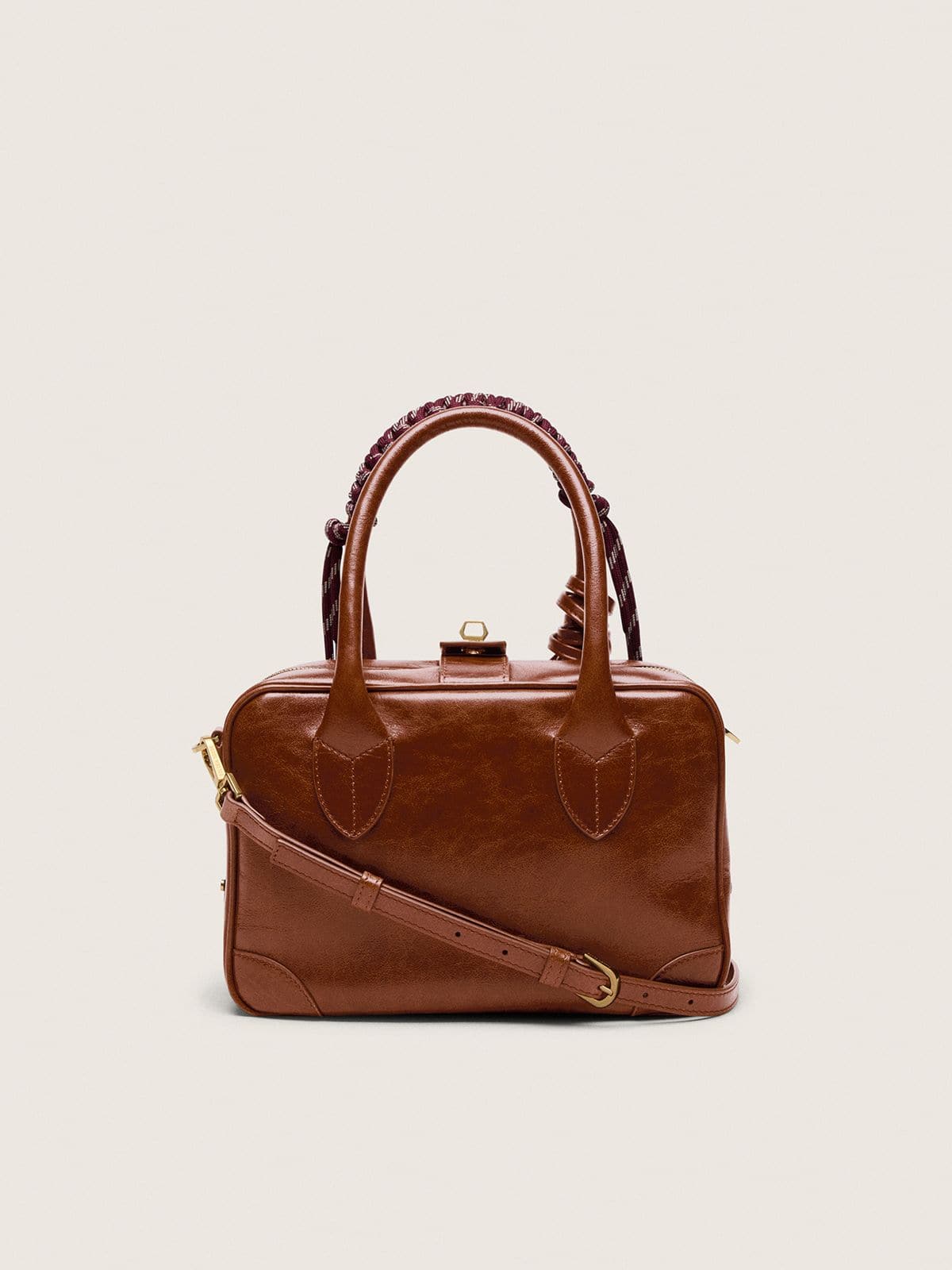 Golden Goose - Sac Vita en cuir marron clair avec charms et anse tress&eacute;e in 