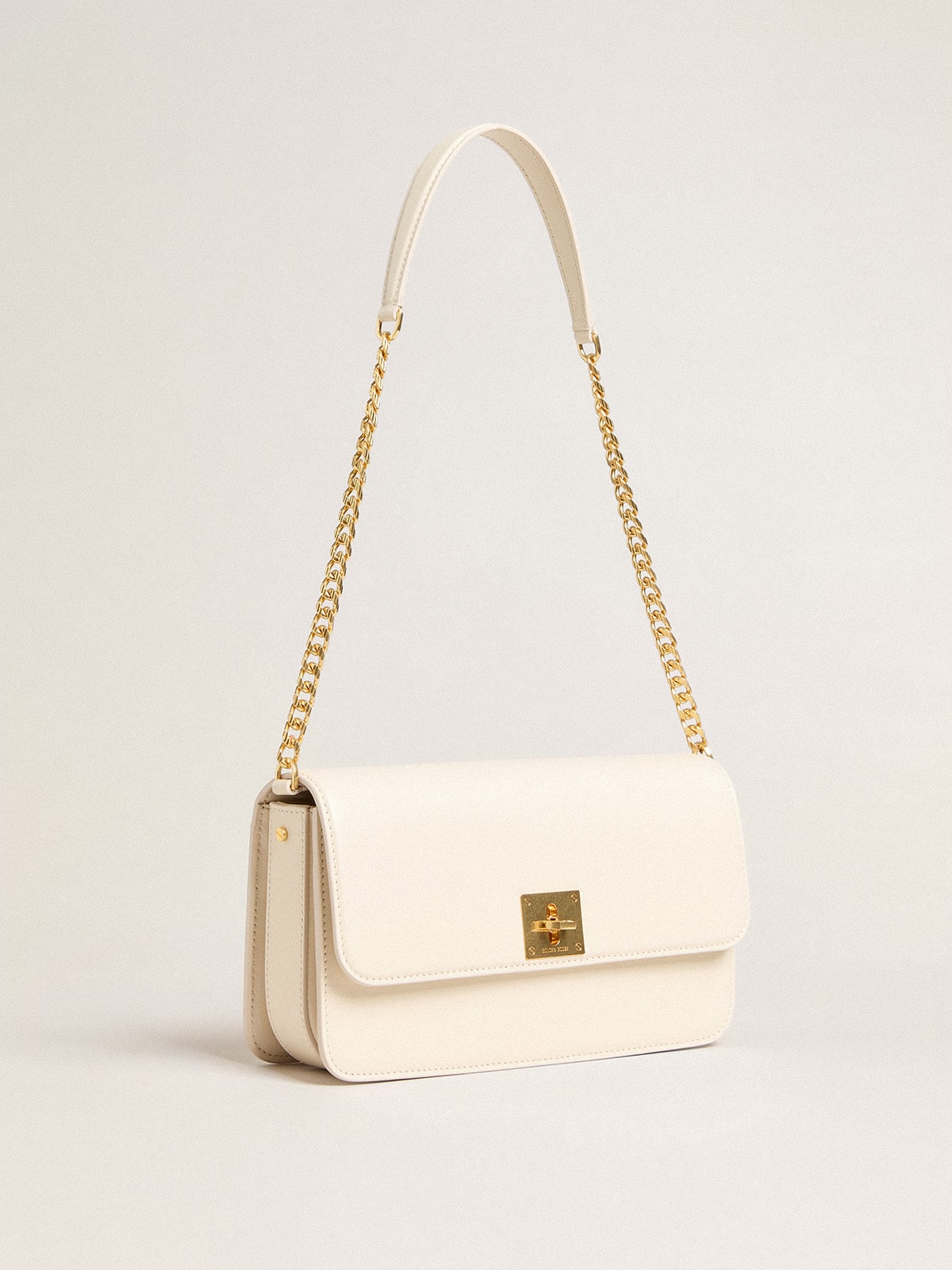 Golden Goose - Gioia Bag in butter-colored boarded leather with gold details in 