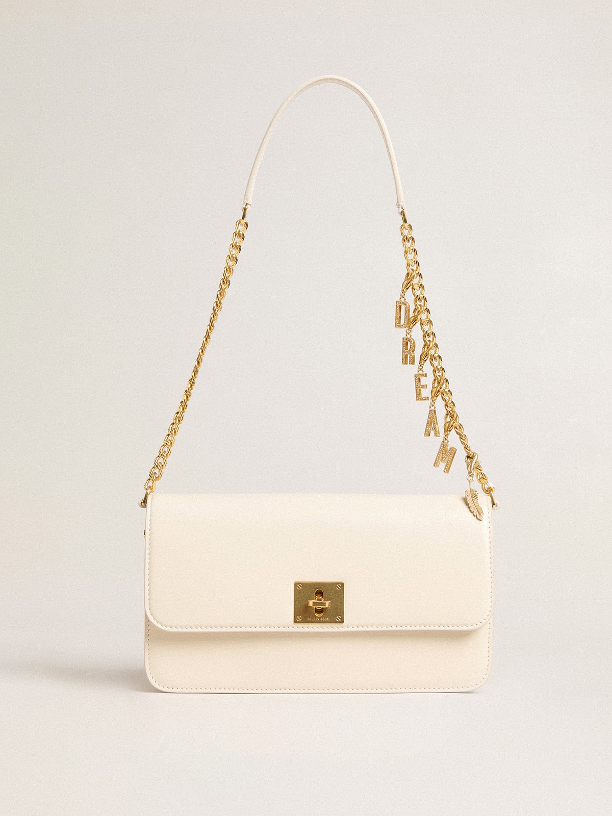 Golden Goose - Gioia Bag in butter-colored boarded leather with gold details in 