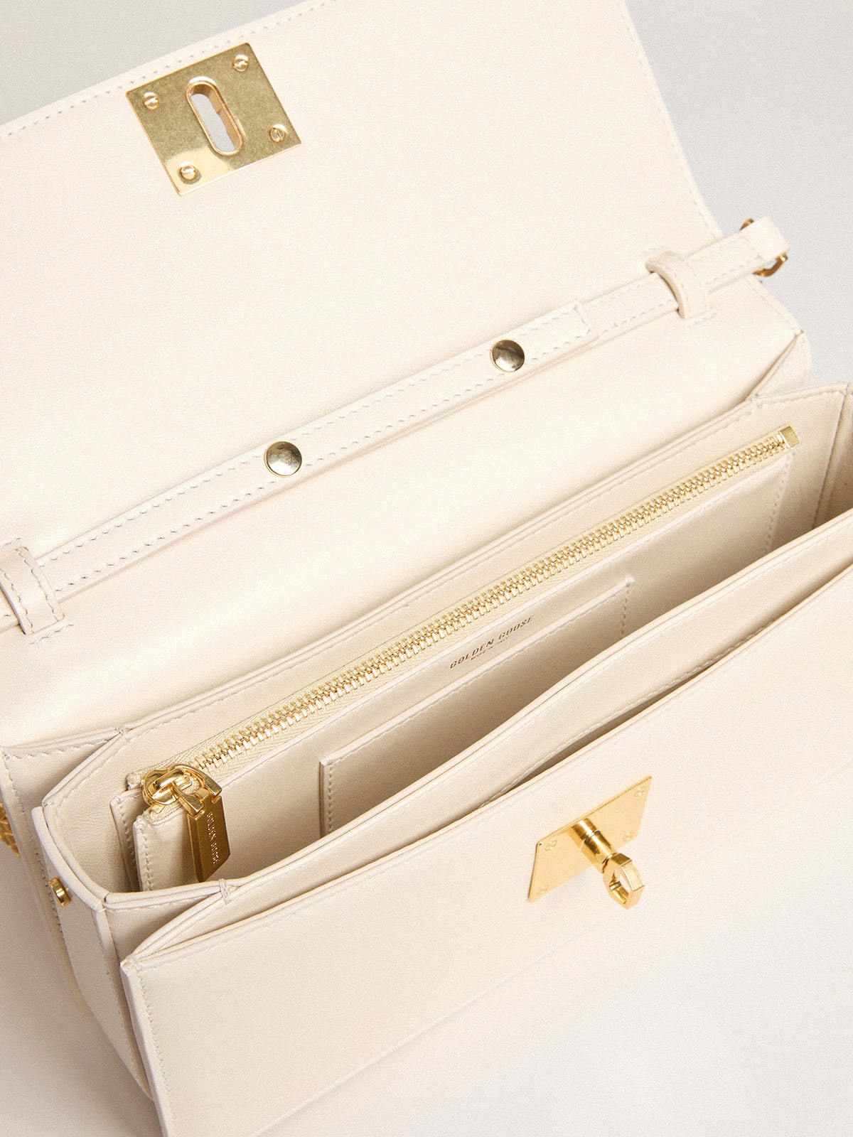 Golden Goose - Gioia Bag in butter-colored boarded leather with gold details in 