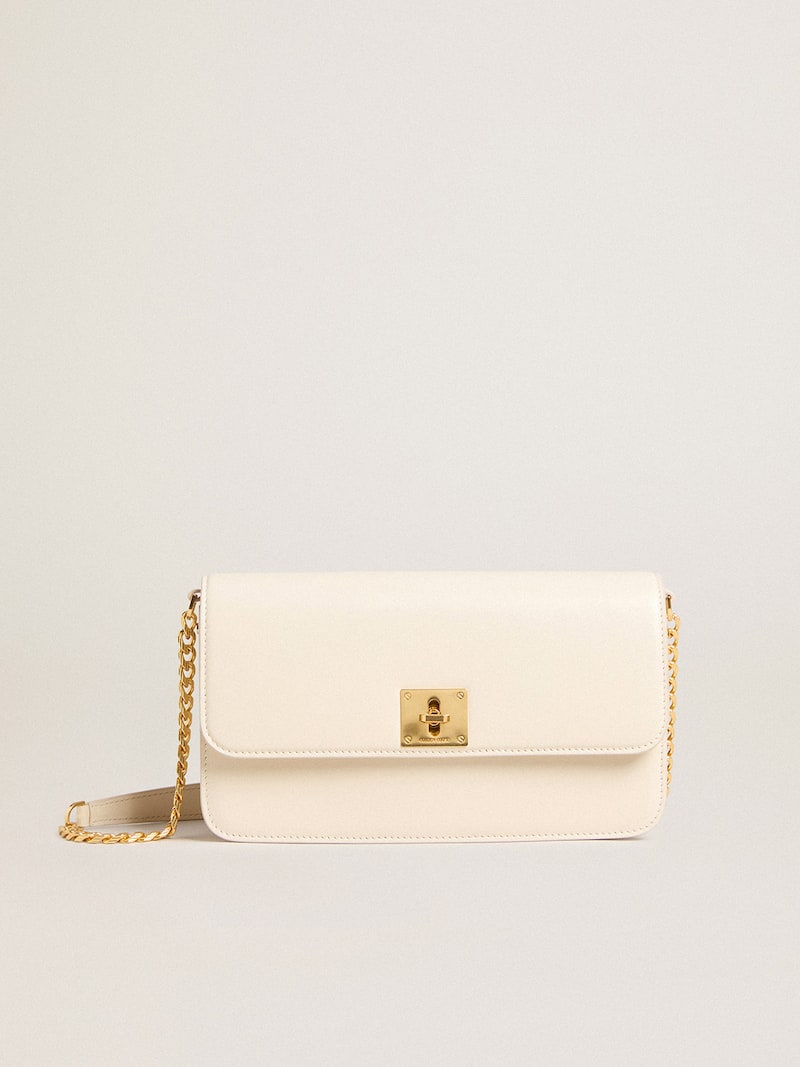 Gioia Bag in butter-colored boarded leather with gold details