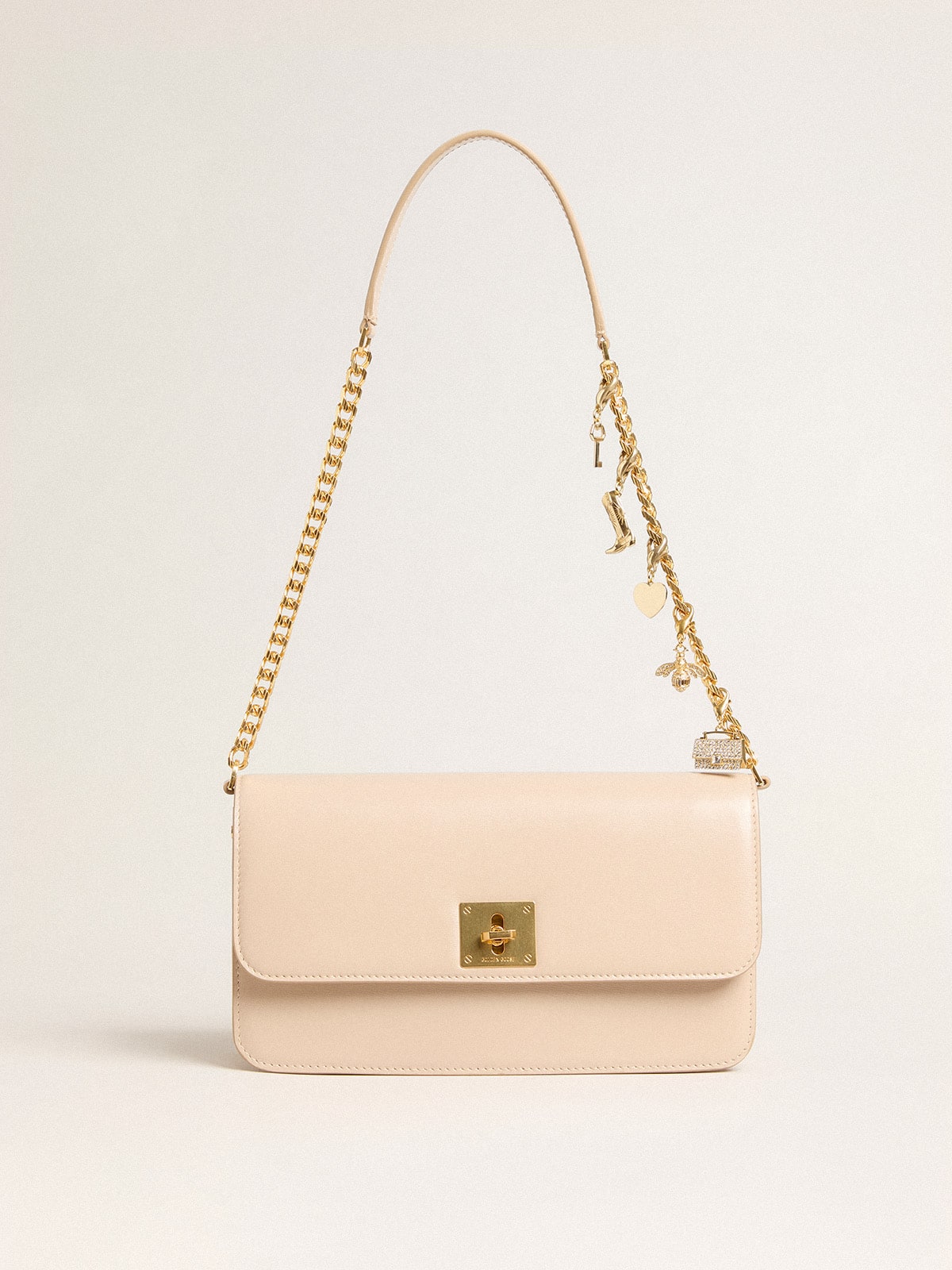 Golden Goose - Gioia Bag in pale pink boarded leather with gold details in 