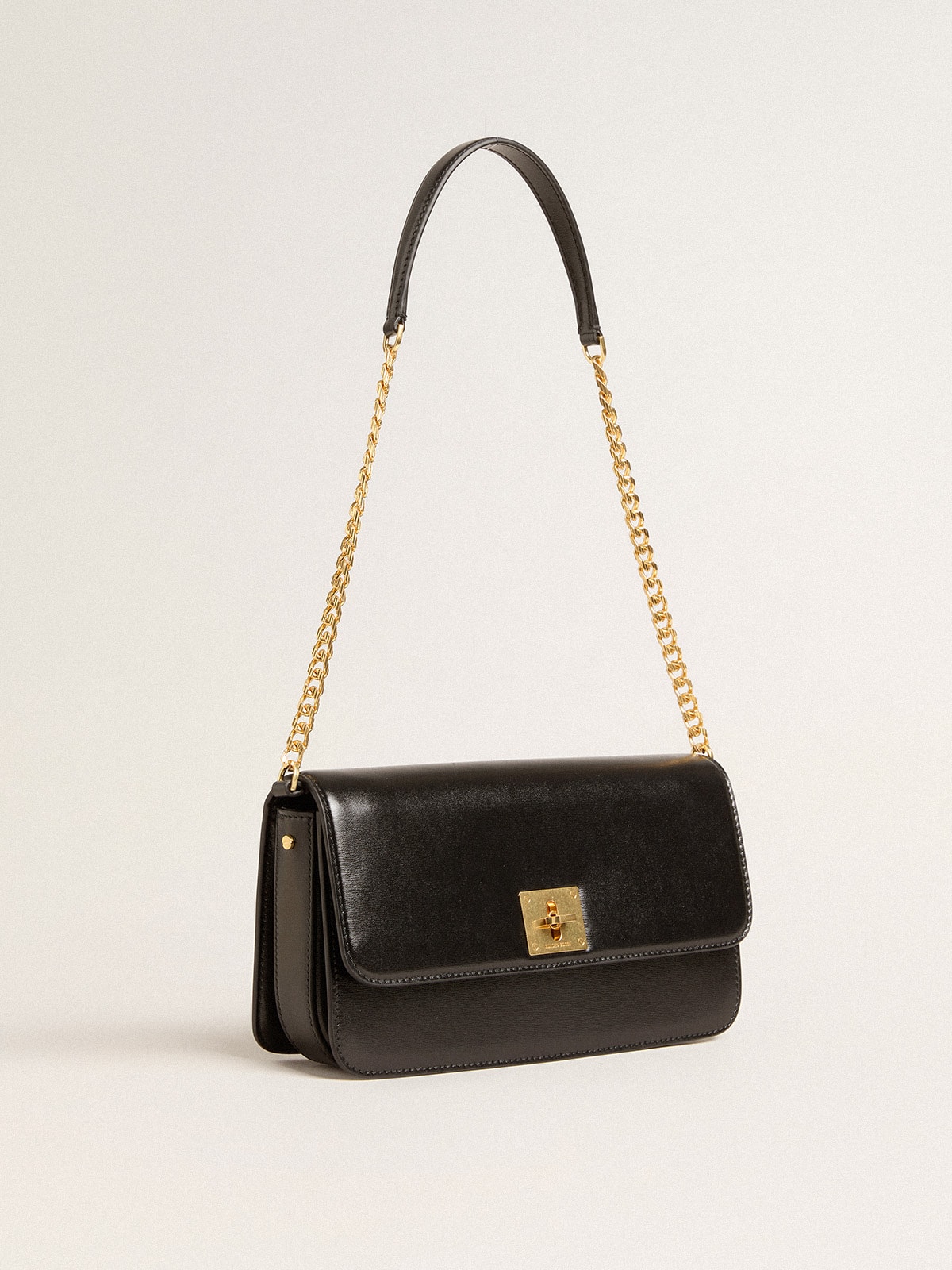 Golden Goose - Gioia Bag in black boarded leather with gold details in 