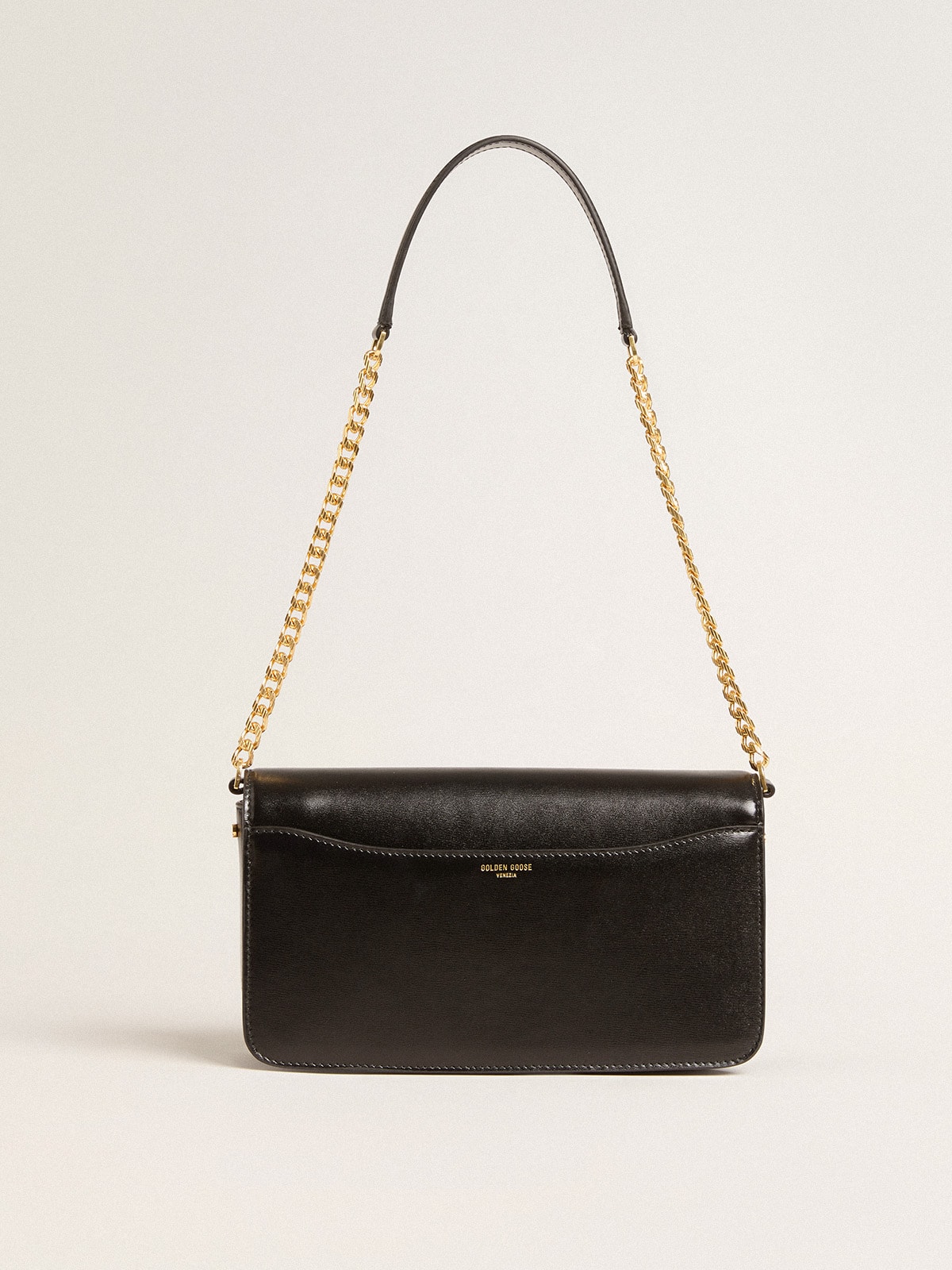 Golden Goose - Gioia Bag in black boarded leather with gold details in 