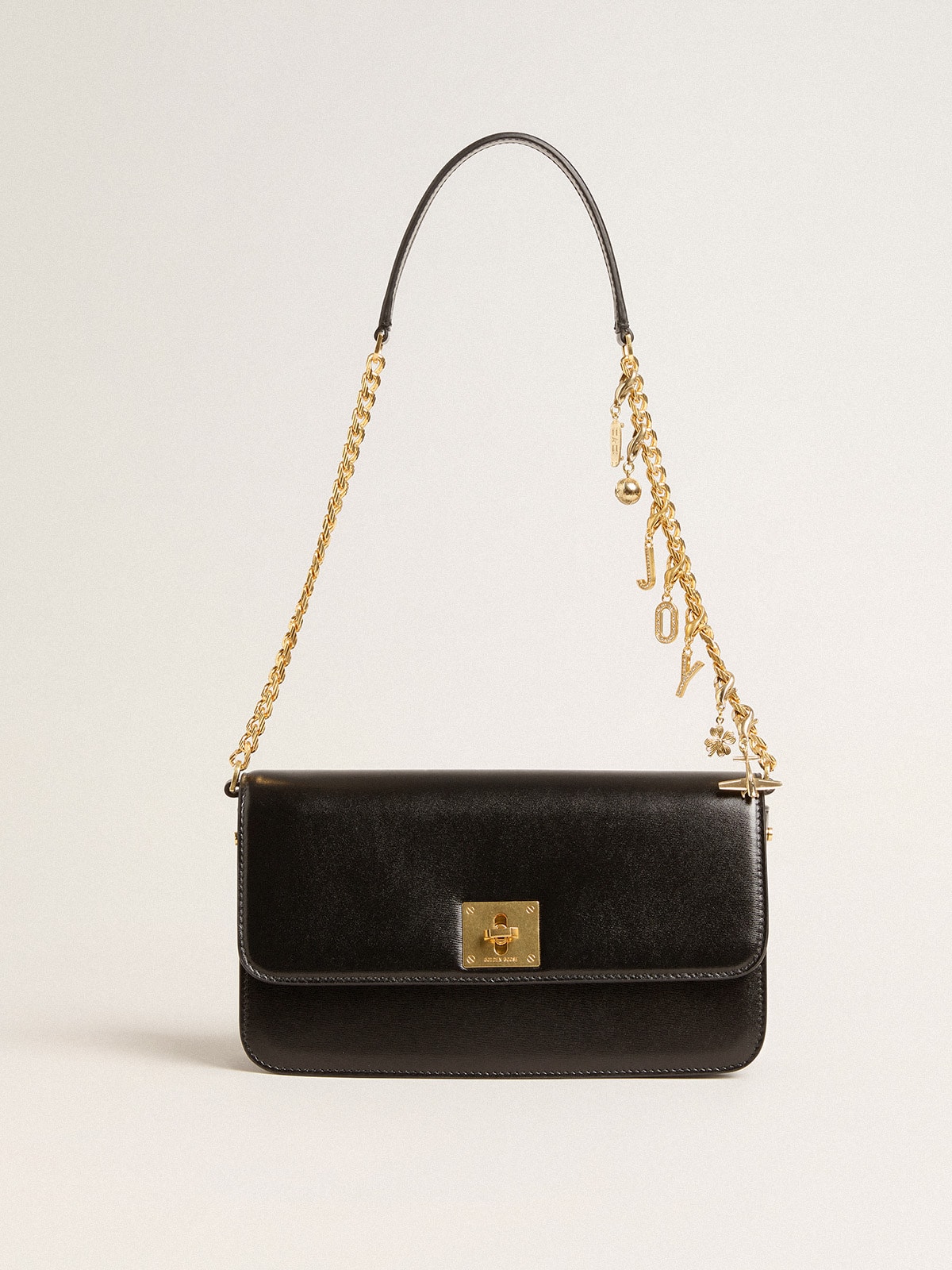 Golden Goose - Gioia Bag in black boarded leather with gold details in 