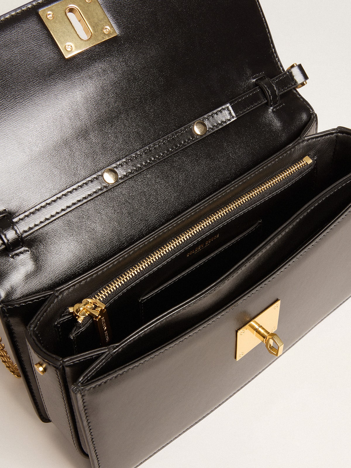 Golden Goose - Gioia Bag in black boarded leather with gold details in 