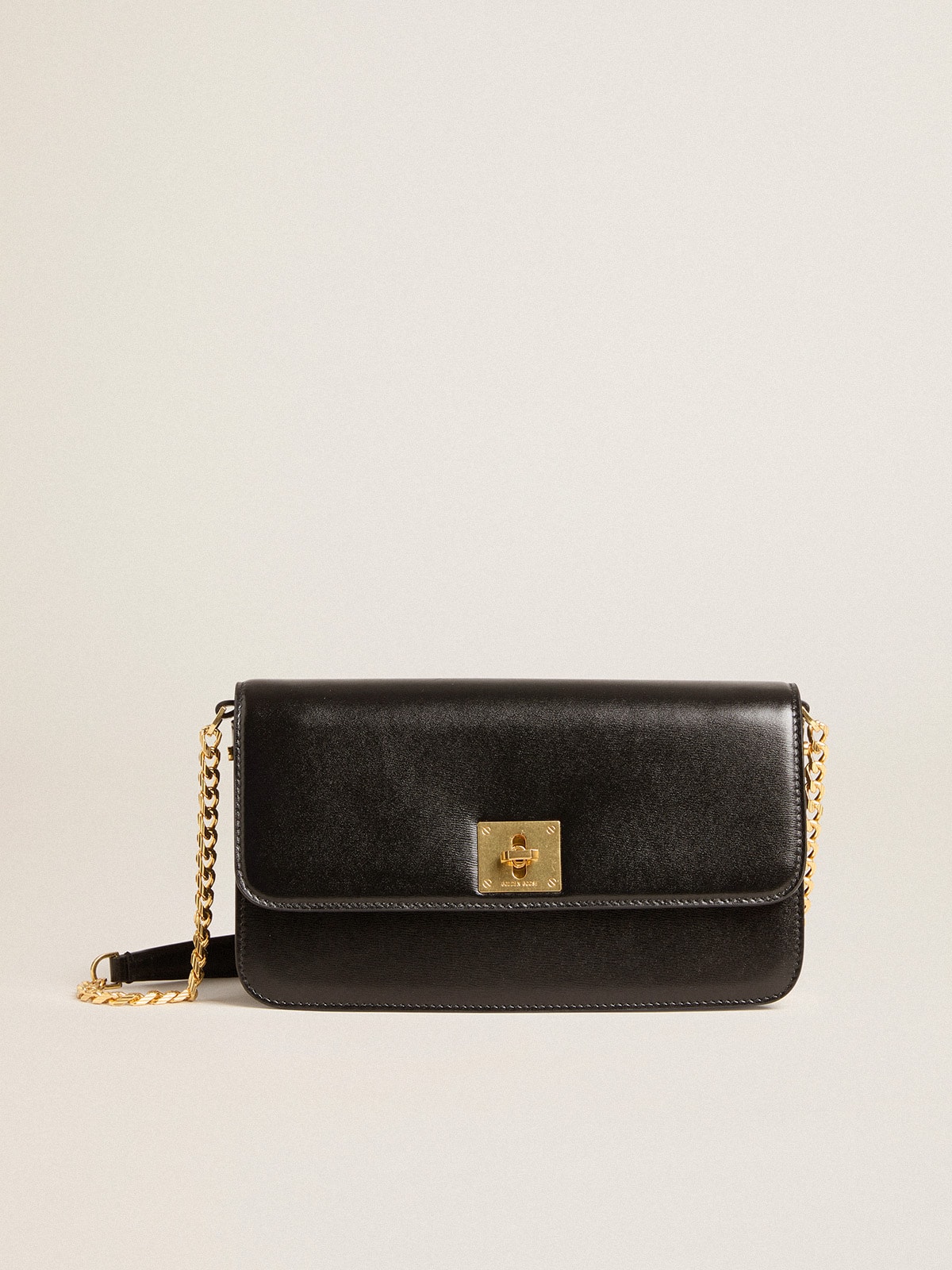 Golden Goose - Gioia Bag in black boarded leather with gold details in 