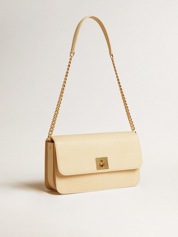 Golden Goose - Gioia Bag in vanilla-colored sheepskin leather with gold details in 