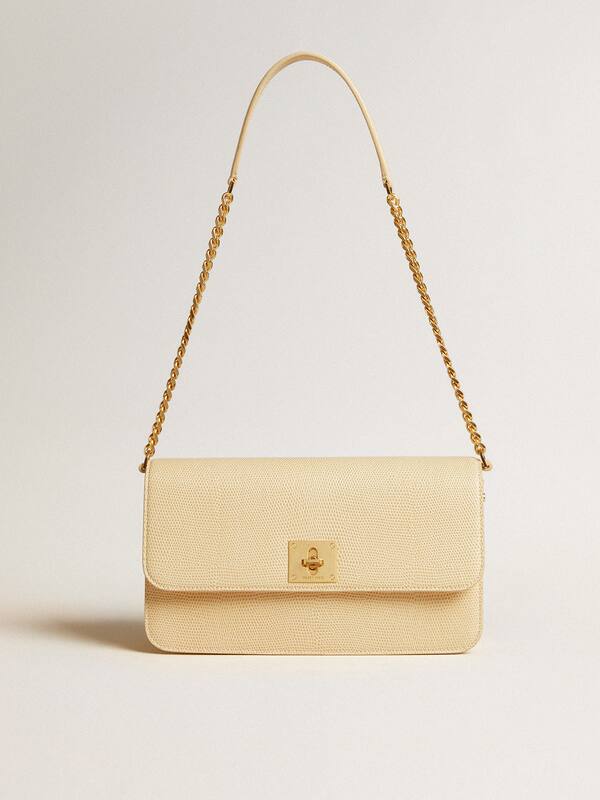 Golden Goose - Gioia Bag in vanilla-colored sheepskin leather with gold details in 