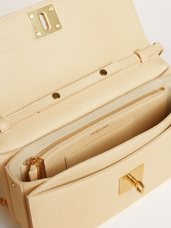 Golden Goose - Gioia Bag in vanilla-colored sheepskin leather with gold details in 