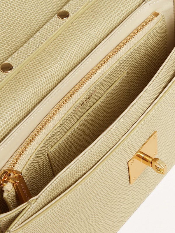Golden Goose - Gioia Bag in mineral-gray sheepskin leather with gold details in 