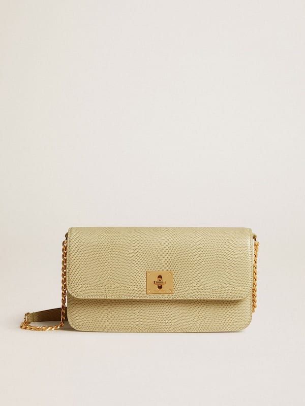 Golden Goose - Gioia Bag in mineral-gray sheepskin leather with gold details in 