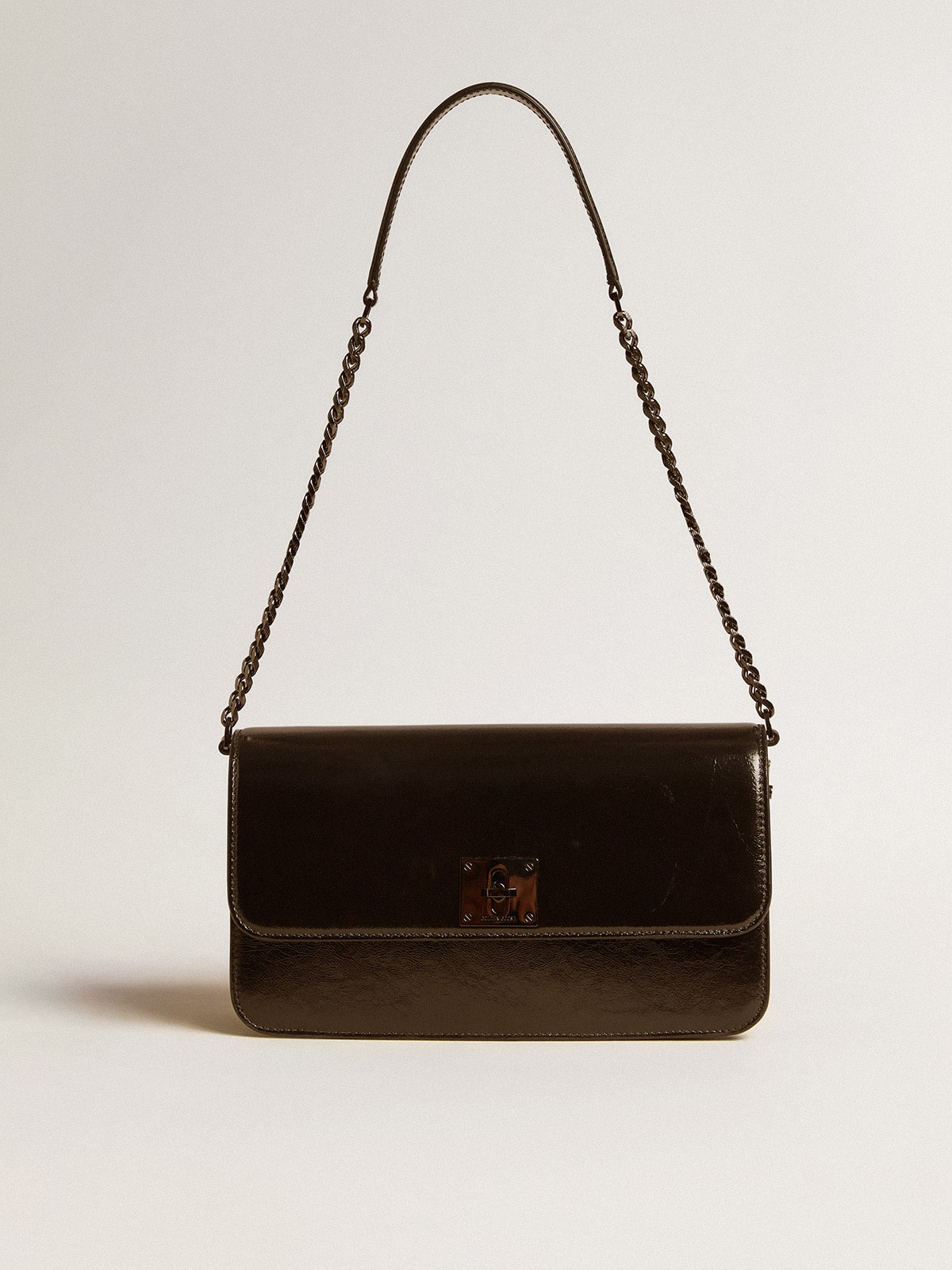 Golden Goose - Gioia Bag in black glossy leather with metal details in 