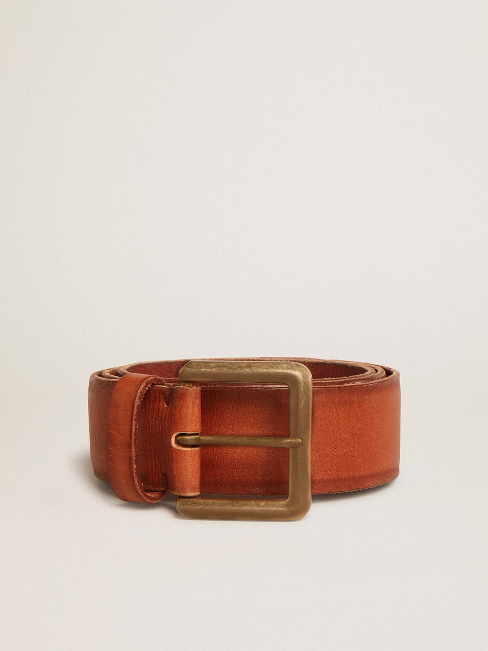 Golden Goose - Belt in tan-colored washed leather with raised print in 