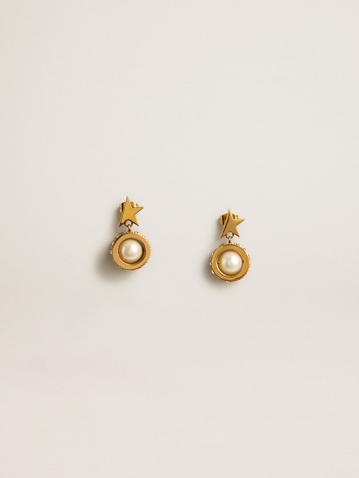 Golden Goose - Pendientes con estrella dorada y perla in 