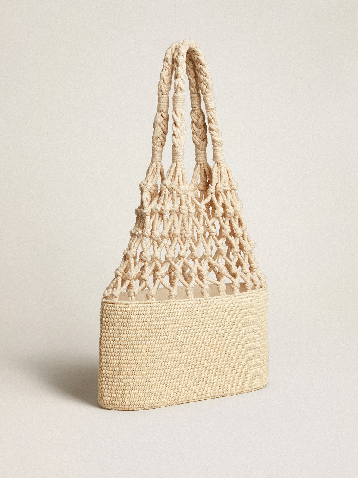 Golden Goose - Lido bag in raffia and braided cotton macram&eacute; in 