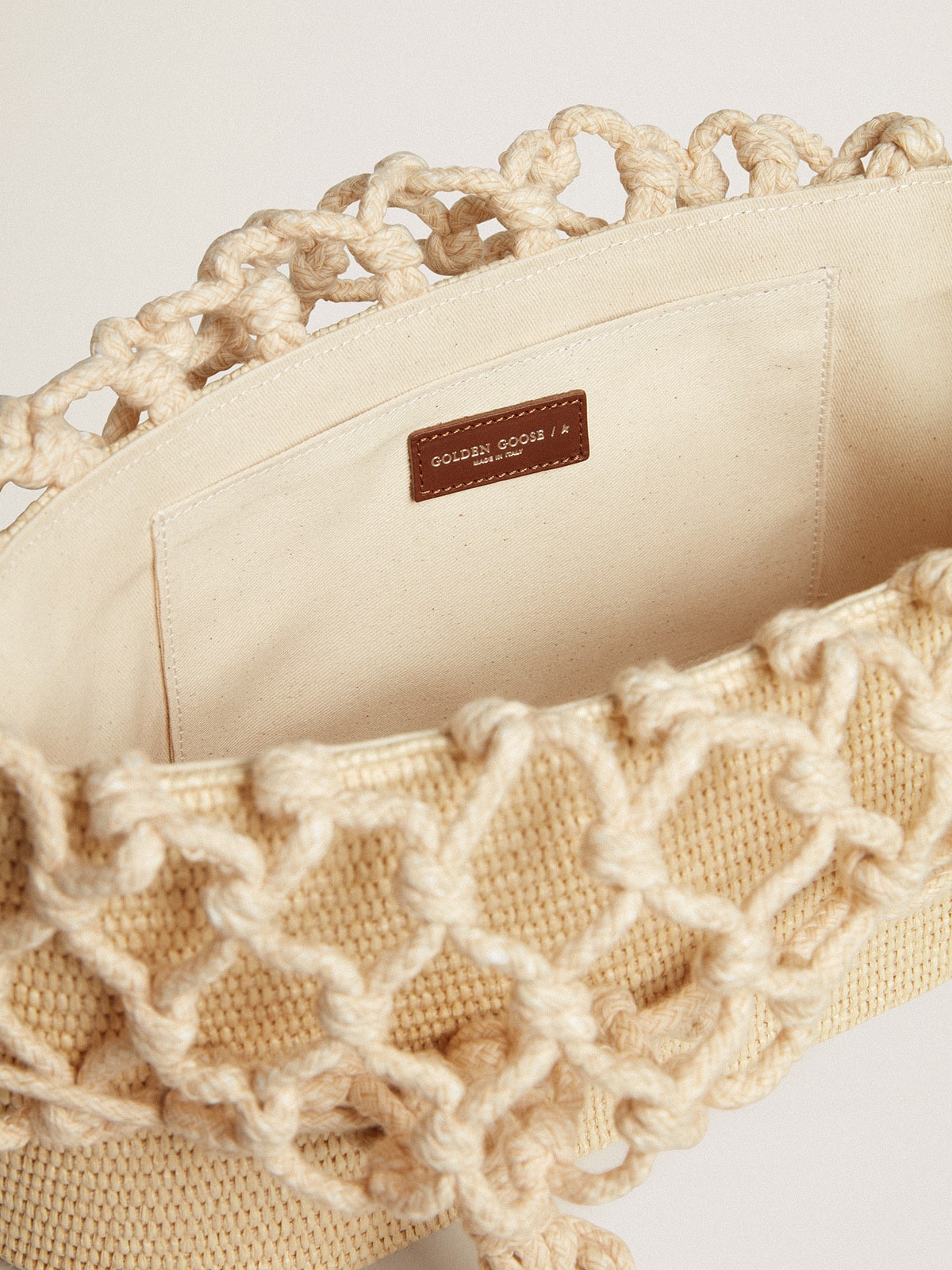 Golden Goose - Lido bag in raffia and braided cotton macram&eacute; in 