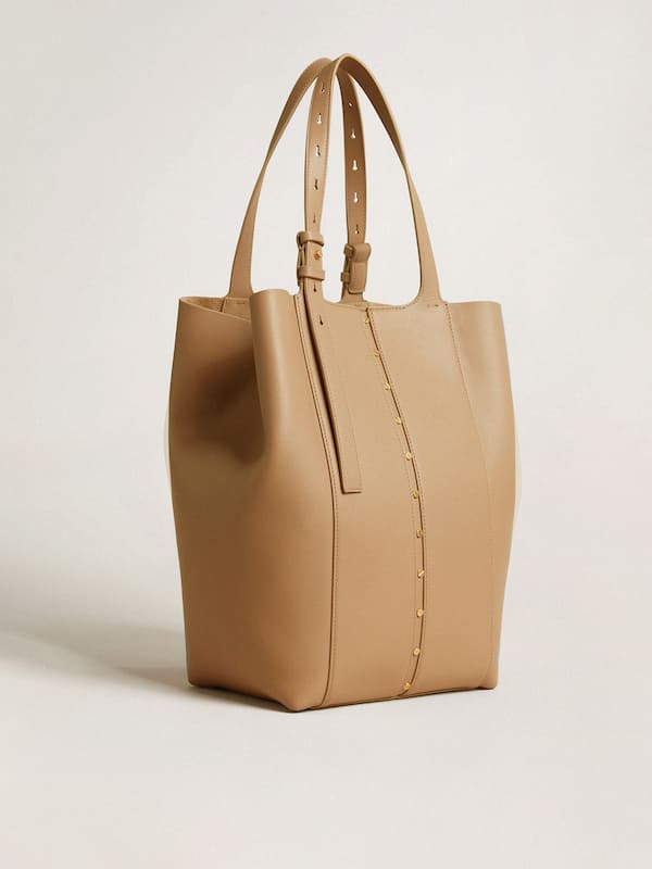 Golden Goose - 24/7 Bag North South in cappuccino-colored leather with adjustable handles in 