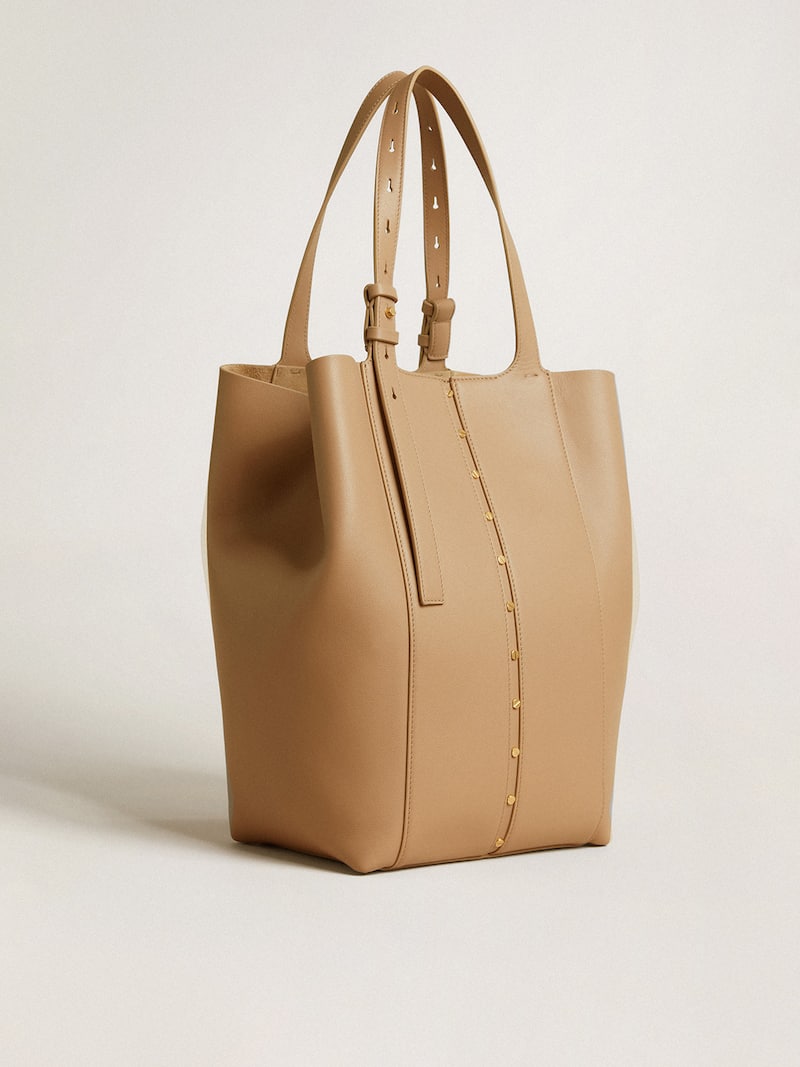 Golden Goose - 24/7 Bag North South in cappuccino-colored leather with adjustable handles in 