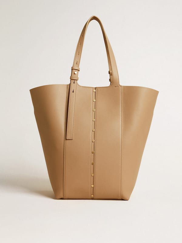 Golden Goose - 24/7 Bag North South in cappuccino-colored leather with adjustable handles in 