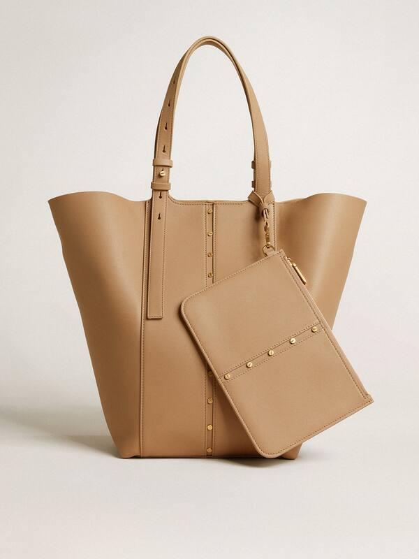 Golden Goose - 24/7 Bag North South in cappuccino-colored leather with adjustable handles in 