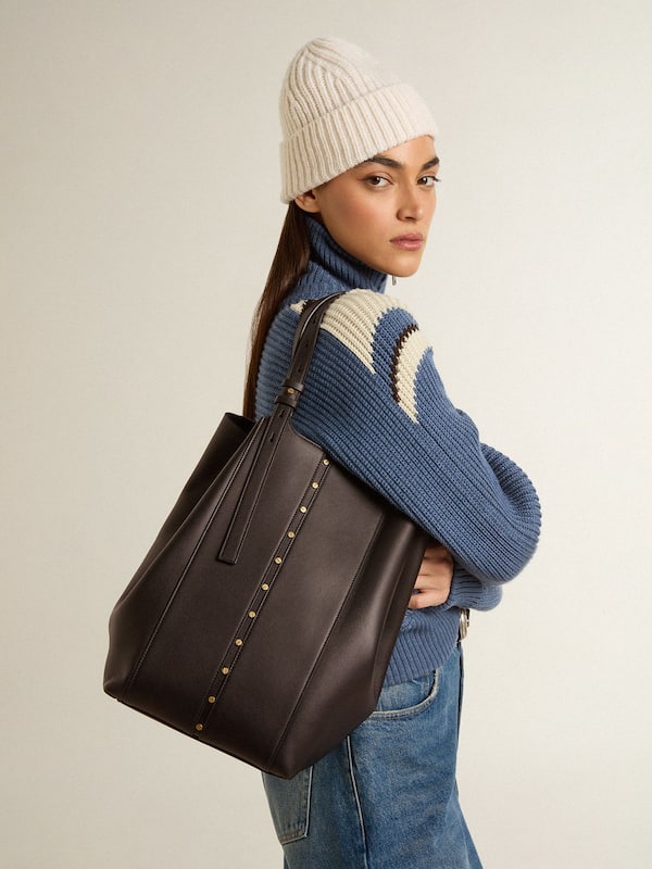 Golden Goose - 24/7 Bag North South in black leather with adjustable handles in 