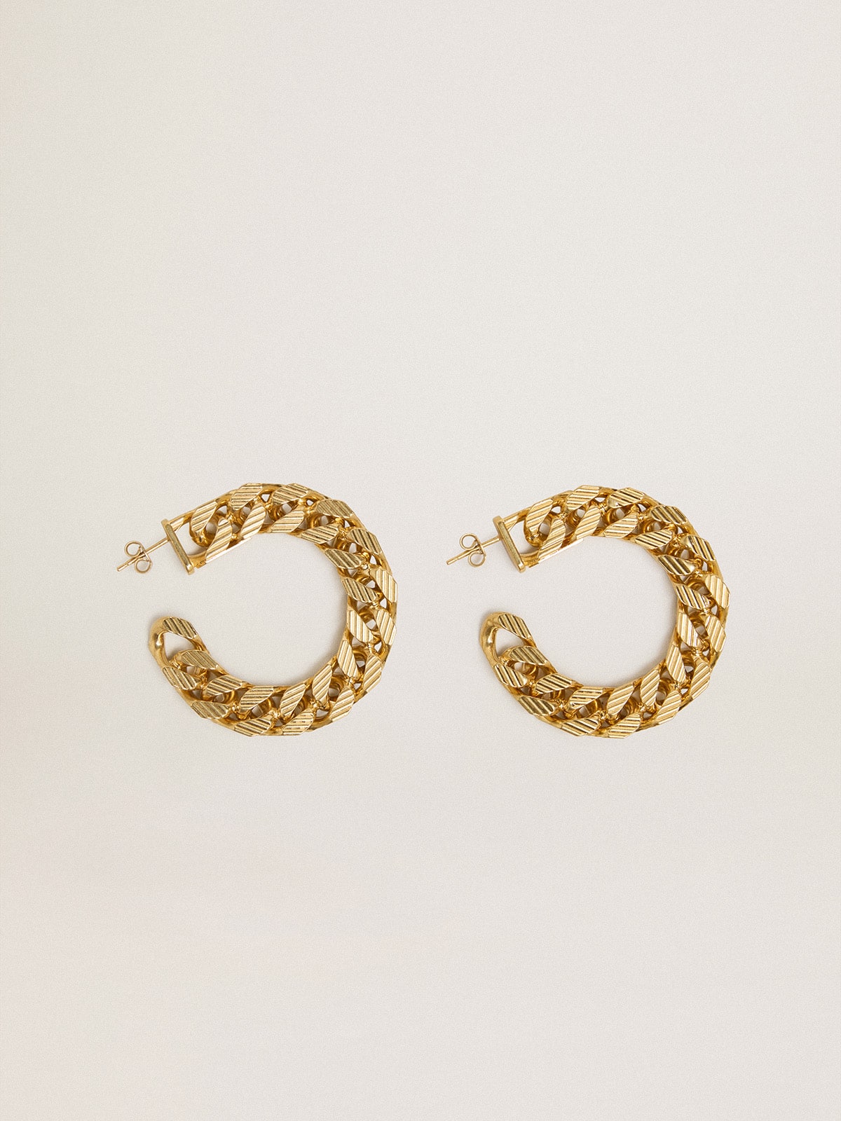 Golden Goose - Chain hoop earrings with antique gold colored braided links in 