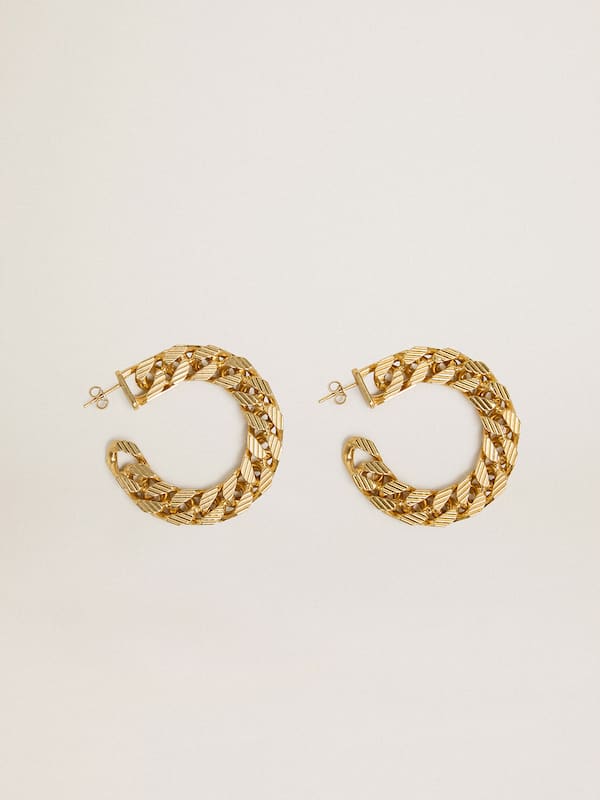Golden Goose - Chain hoop earrings with antique gold colored braided links in 