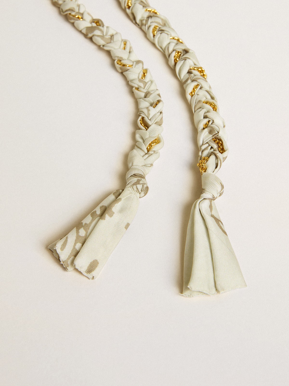 Golden Goose - Butter-colored braided fabric charm with brass chain in 