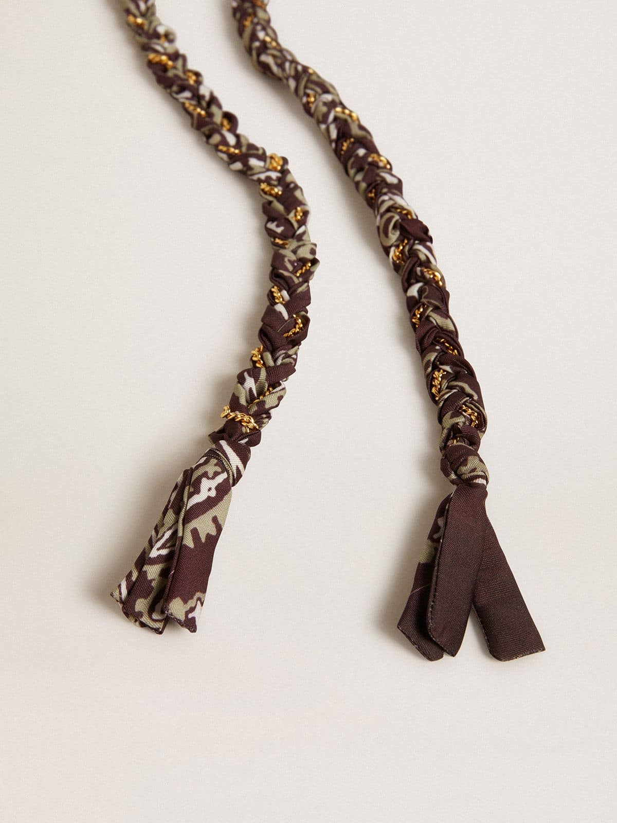 Golden Goose - Burgundy braided fabric charm with brass chain in 