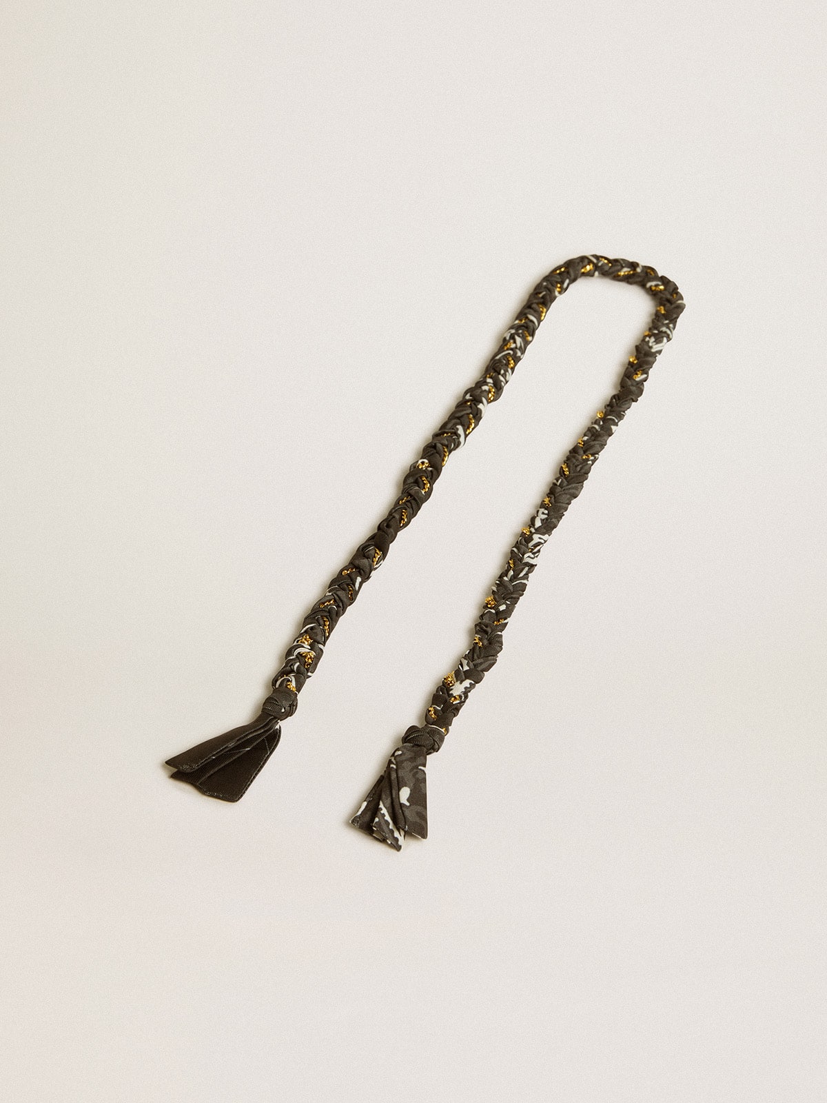 Golden Goose - Black braided fabric charm with brass chain in 