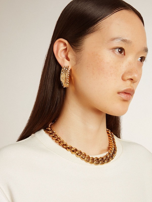 Golden Goose - Gold hoop earrings with crystals  in 