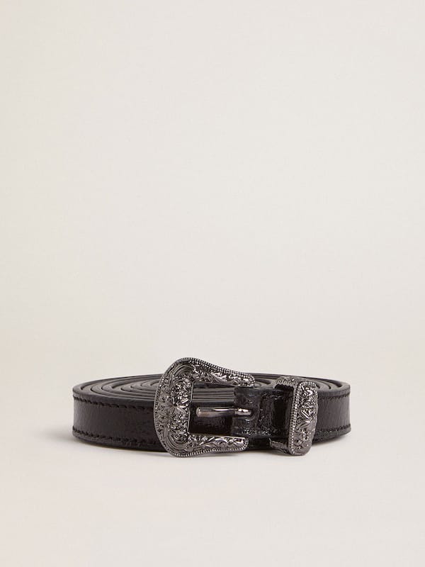 Golden Goose - Black leather belt with silver buckle in 