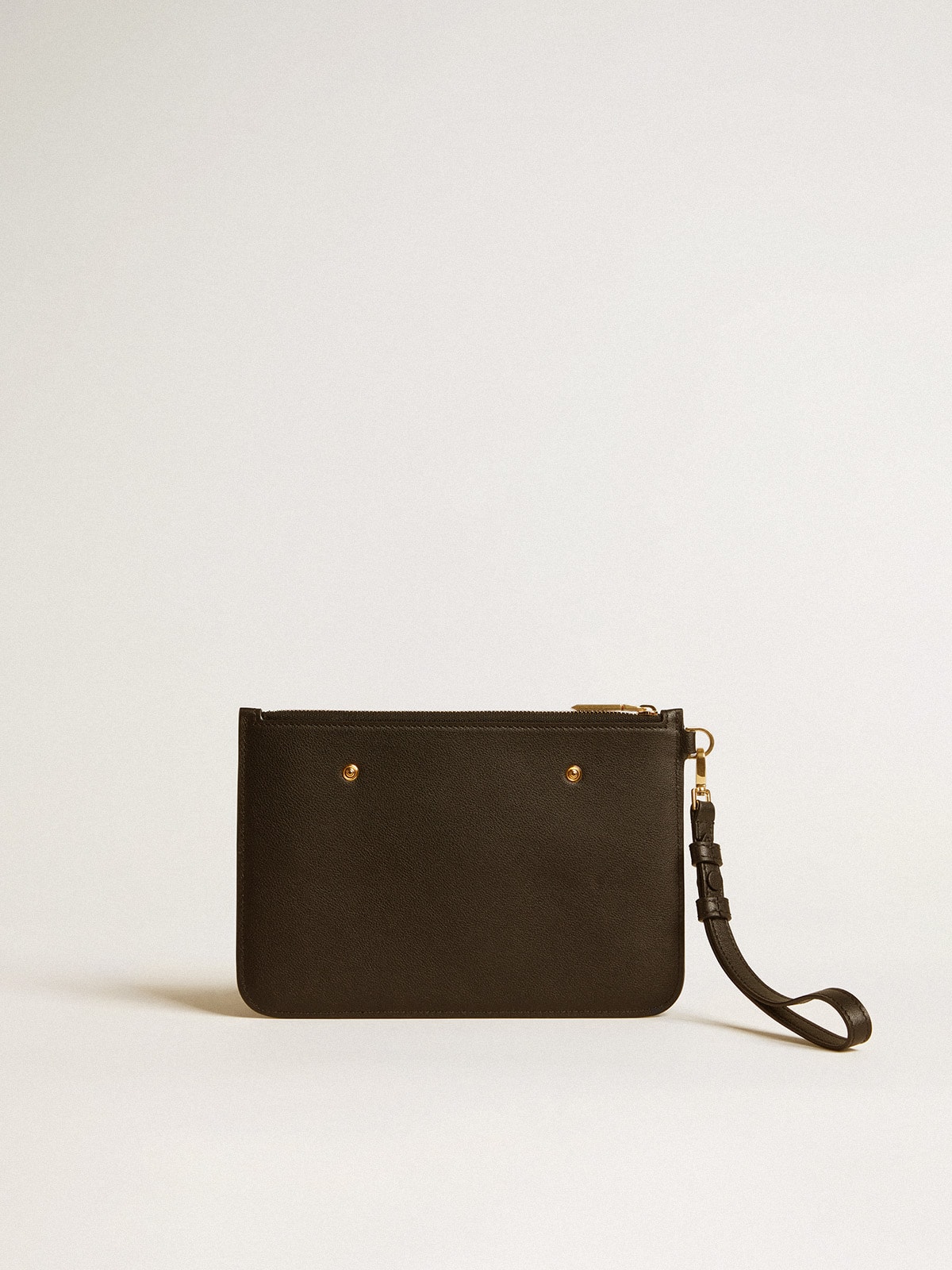 Golden Goose - Pouch in black leather with raised logo in 