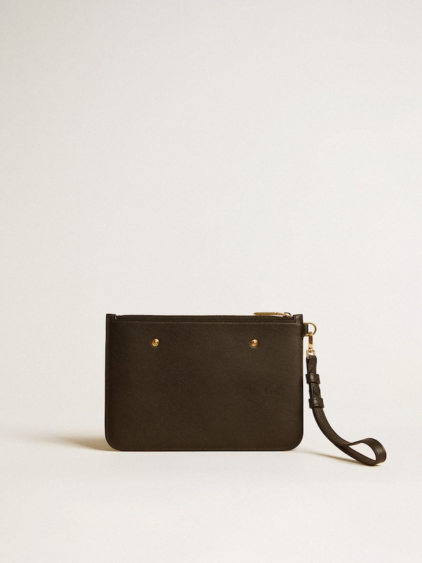 Golden Goose - Pouch in black leather with raised logo in 