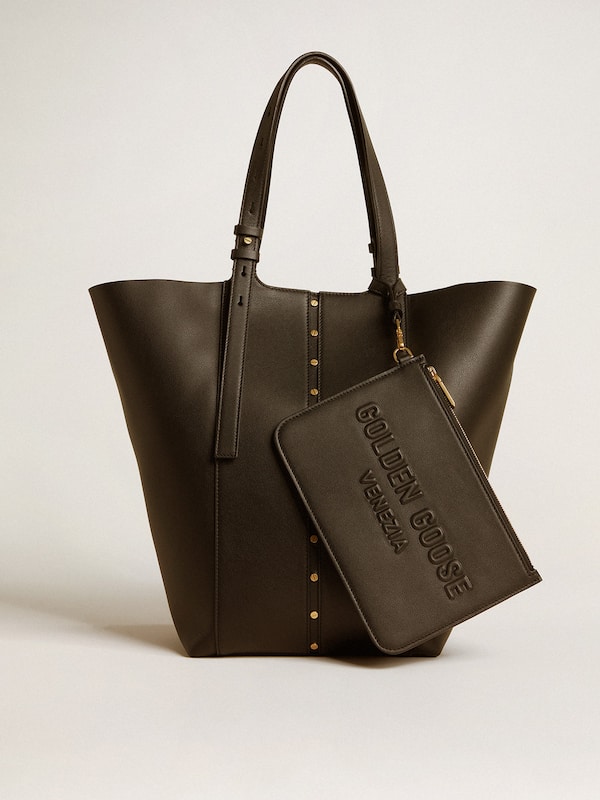 Golden Goose - Pouch in black leather with raised logo in 