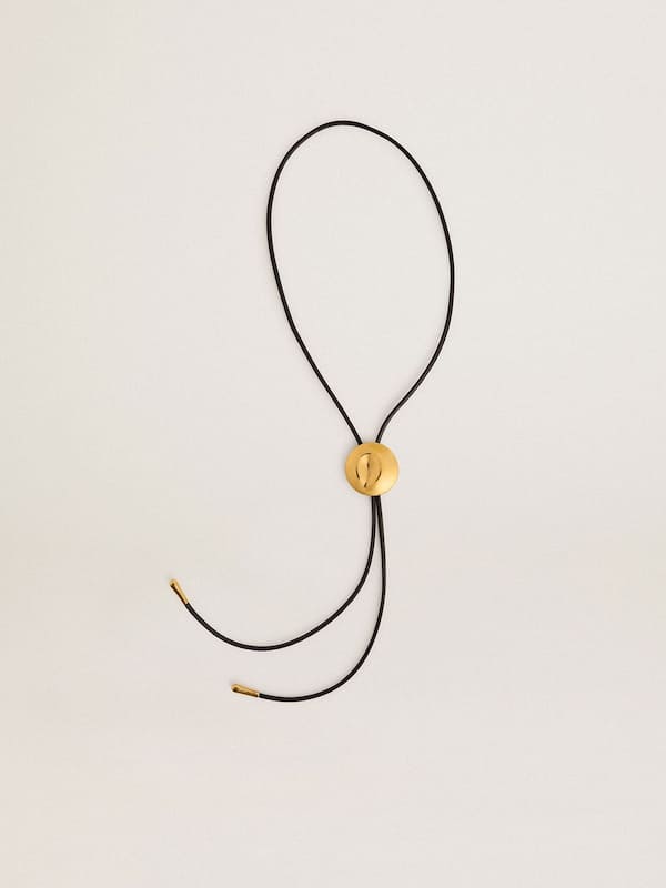 Golden Goose - Jewelmates bolo tie necklace in black leather with antique gold metal detail in 