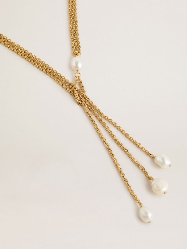Golden Goose - Necklace with antique gold-colored chains with pearls in 