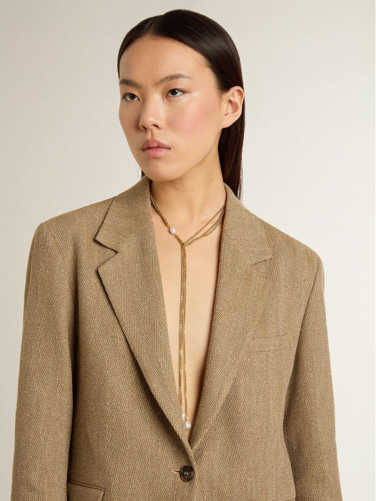 Golden Goose - Collier en chaînes tressées or ancien avec perles in 