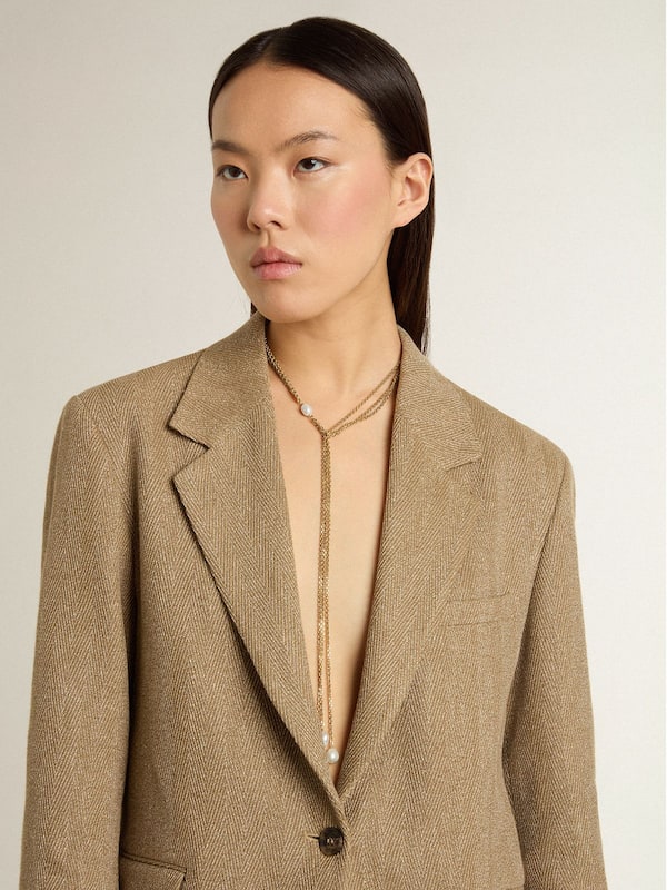 Golden Goose - Necklace with antique gold-colored chains with pearls in 