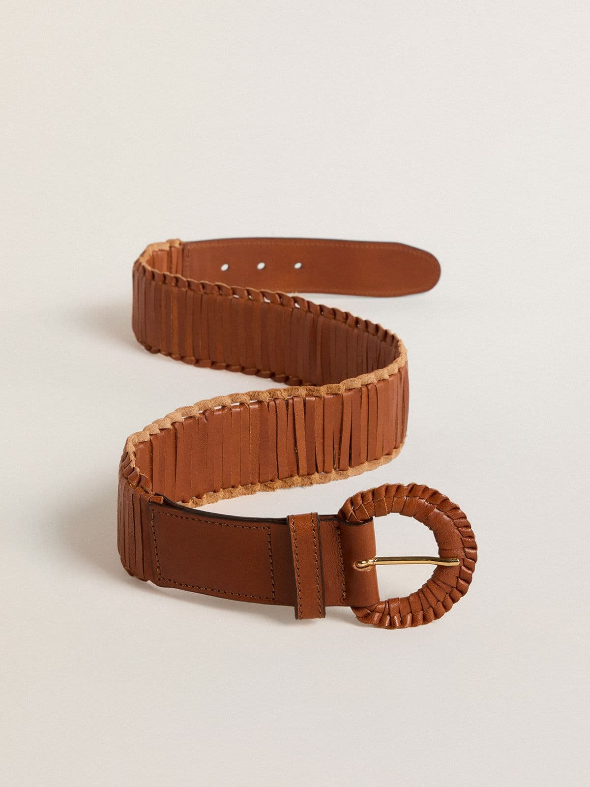 Golden Goose - Women's belt in woven brown leather in 