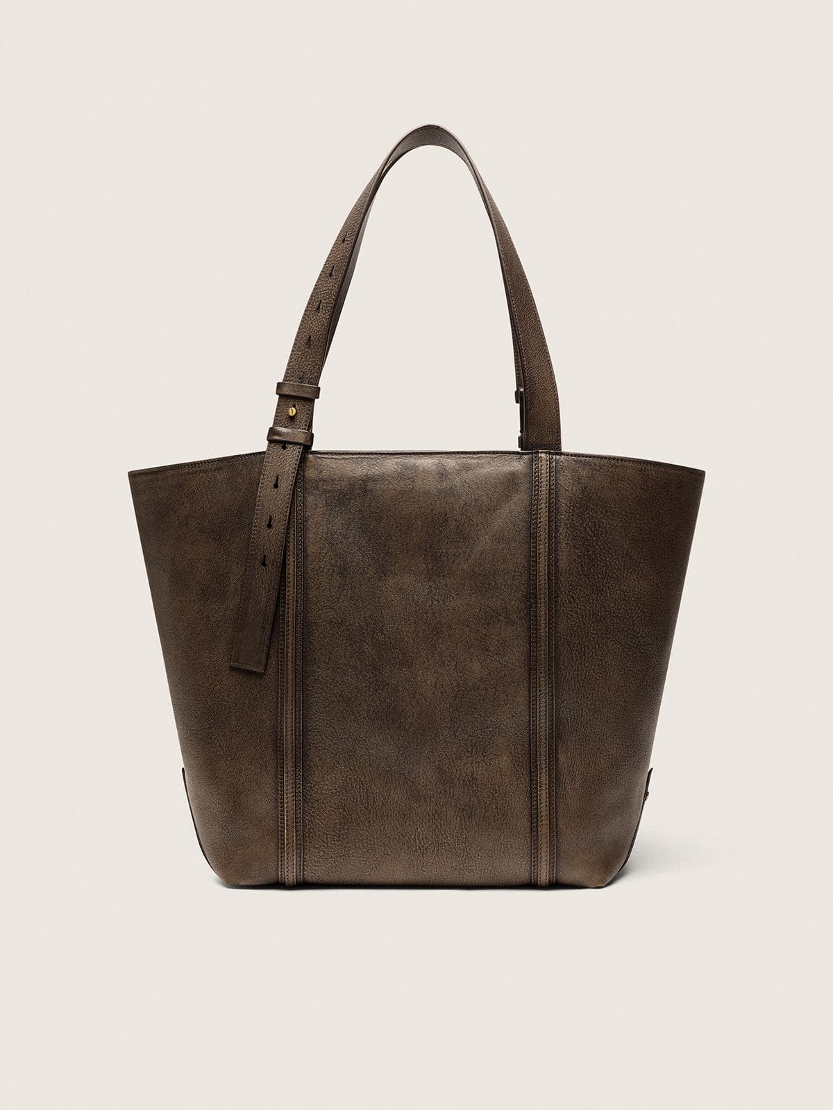 Golden Goose - 24/7 East West Bag in dark brown distressed leather in 