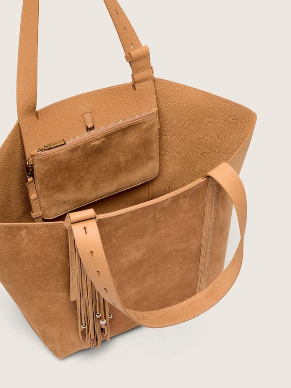 Golden Goose - 24/7 Bag East West de ante color c&aacute;mel con flecos in 