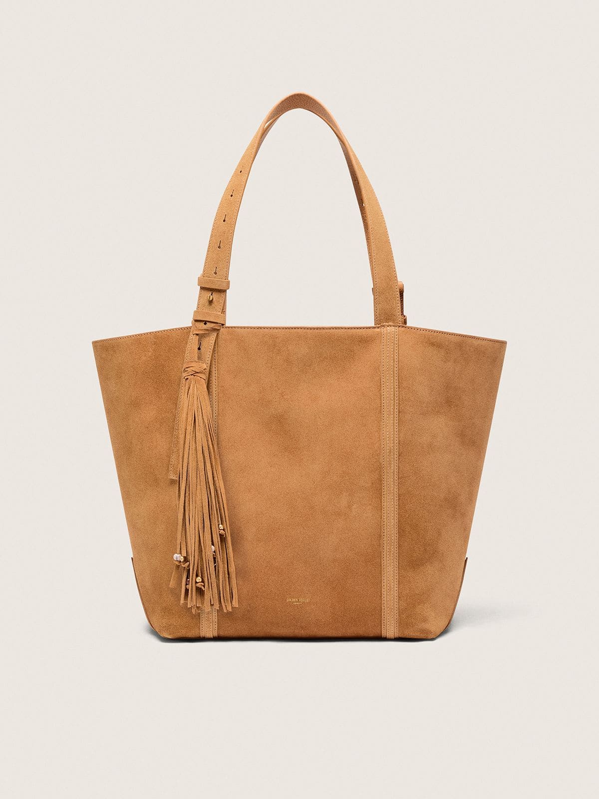 Golden Goose - 24/7 Bag East West en daim camel avec franges in 