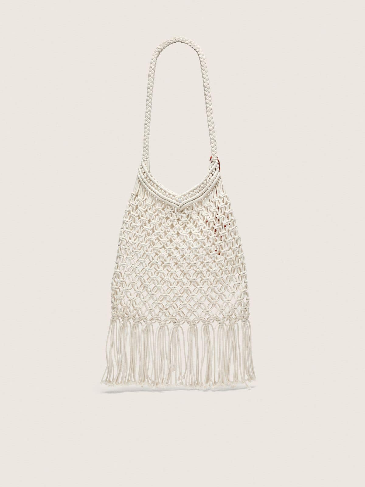Golden Goose - Women's macramé bag in butter-colored cotton with a leather lobster charm in 