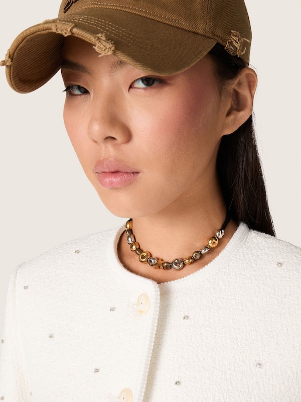 Golden Goose - Black ribbon choker with studs in 