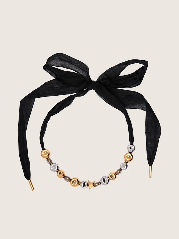 Golden Goose - Black ribbon choker with studs in 
